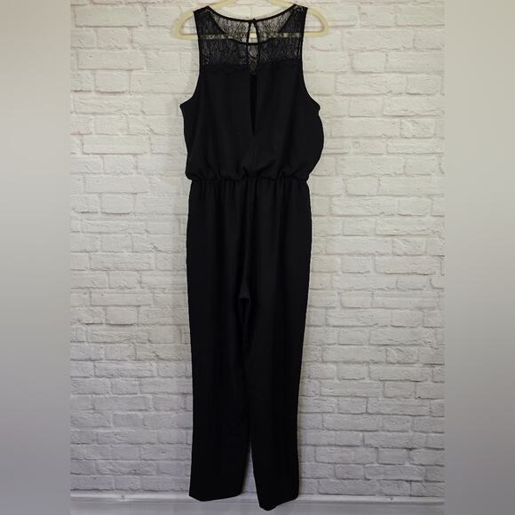 A City Triangles Womens Black Lace Sleeveless Casual Straight Jumpsuit Size XL - Picture 6 of 13